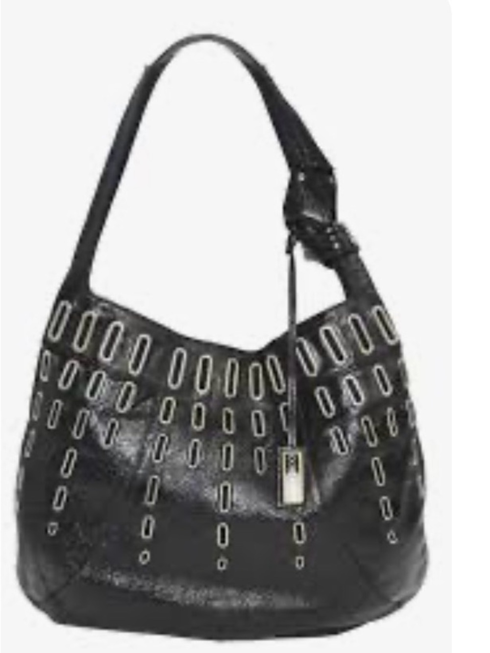 Jimmy Choo Smooth Black Leather Ramona Shoulder Bag Gold Trim
